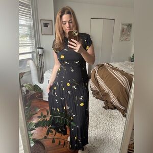 Urban Outfitters Black Dress with Yellow Floral Design